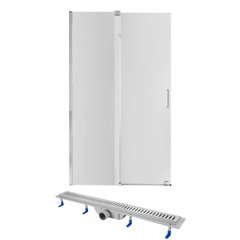 Готовое решение Qtap 15: Стена Walk-In GLIDE, 120x190 + Линейный трап 800 мм