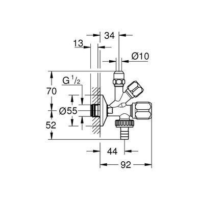 Фото Вентиль кутовий комбінований Grohe 1/2"х3/8"х3/4" (22036000)