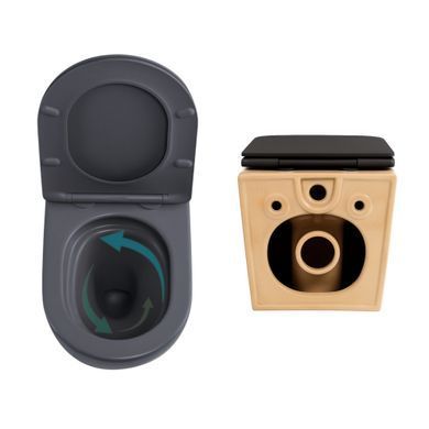 Фото Комплект Qtap Robin Anthracite 3 в 1: підвісний унітаз Ultra Quiet + біде підвісне + раковина накладна QTROBAN49157