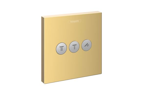 Фото Перемикач Hansgrohe ShowerSelect на 3 клавіші Polished Gold Optic (15764990)