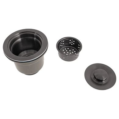 Фото Чорний сифон для мийки на кухню NETT з нержавійки з переливом