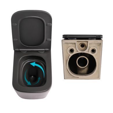 Фото Комплект Qtap Tern Anthracite 3 в 1: підвісний унітаз Ultra Quiet + біде підвісне + раковина накладна QTROBAN49157