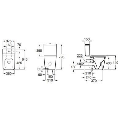 Фото Чаша напольного унитаза Roca INSPIRA Square Rimless (A342536000)