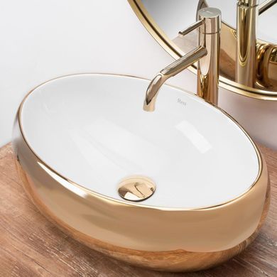 Фото Умывальник накладной REA LINDA GOLD WHITE (REA-U1021)