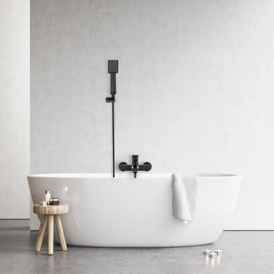 Фото Смеситель для ванны и душа REA LUPPO черный матовый настенный (REA-B5770)