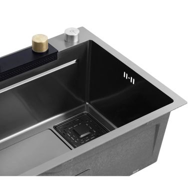 Фото Комплект: Кухонна мийка Kroner KRP Schwarze - SET7546HM PVD (3/0.7 мм) + змішувач + аксесуари