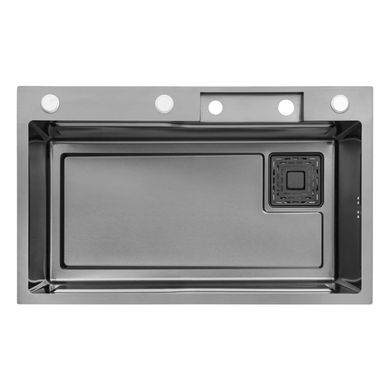 Фото Комплект: Кухонная мойка Kroner KRP Schwarze - SET7546HM PVD (3/0.7 мм) + смеситель + аксессуары