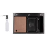 Мийка для кухні інтегрована Lidz Handmade H6845B Brushed Black PVD 3,0/1,0 мм LDH6845BRUBLM49456
