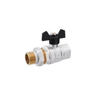 Кран-американка кульовий прямий Karro "Perfect" 1" ВЗ PN40 метелик, нікельований (CV010653)