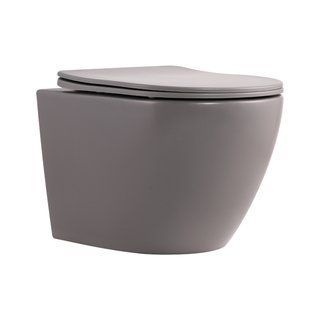 Фото Унитаз подвесной Robin Ultra Quiet 490&times;365&times;325 мм, Stone Grey, с сиденьем Slim Duroplast / Soft-close / Quick Release QT13332381АSSG Qtap