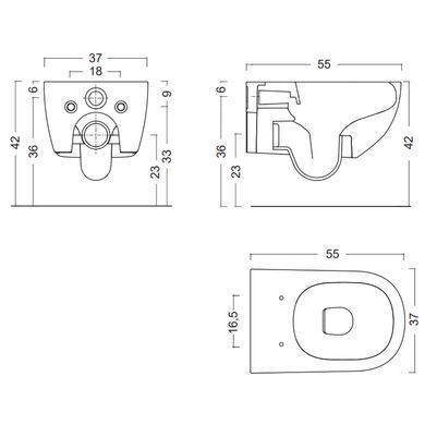 Фото Підвісний унітаз NIC DESIGN PIN, білий/матовий (003709003+005712003)