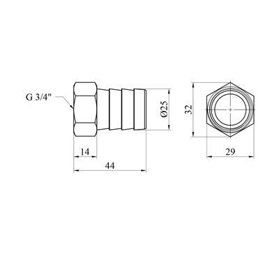 Штуцер Karro 3/4" РВ, D=25 мм нікельований KR-820 (CV024635)