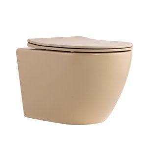 Фото Унитаз подвесной Robin Ultra Quiet 490&times;365&times;325 мм, Beige, с сиденьем Slim Duroplast / Soft-close / Quick Release QT13332381АSSB Qtap