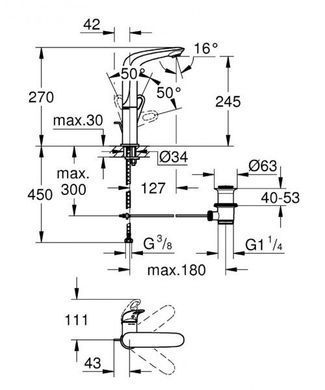 Фото Змішувач для раковини Grohe Eurostyle New 23569003