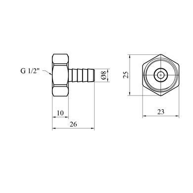 Штуцер Karro 1/2" РВ, D=8 мм нікельований KR-820 (CV024622)