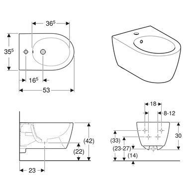 Підвісне біде GEBERIT ICON, білий/матовий (501.898.JT.1)
