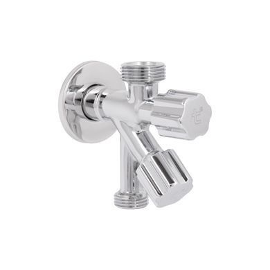 Кран кутовий подвійний Thermo Alliance Forte 1/2"З х 1/2"З х 3/4"З, хром (TAF187W151520)