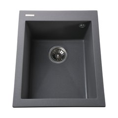 Фото Гранітна мийка Globus Lux LAMA 410х500мм, сірий металік