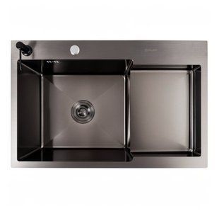 Мийка Valeso Handmade CM 78&times;50C L (PVD чорна) з поглибленою полицею