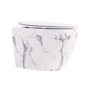 Фото Унитаз подвесной Robin Ultra Quiet 490&times;365&times;325 мм, Marble, с сиденьем Slim Duroplast / Soft-close / Quick Release QT13332381АSMR Qtap
