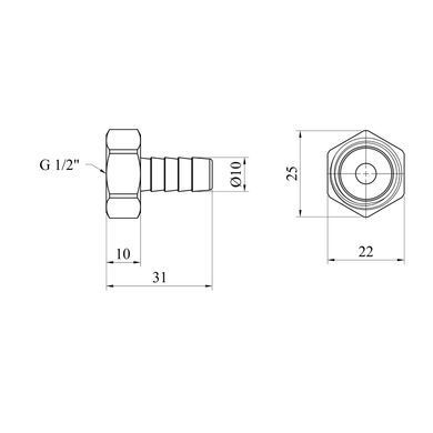 Штуцер Karro 1/2" РВ, D=10 мм нікельований KR-820 (CV024623)