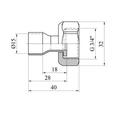 Муфта мідна з накидною гайкою Karro Ду15x3/4" (CV033841)