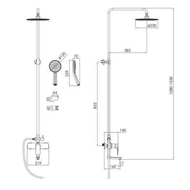 Фото Душевая система Imprese Bilina BN (смеситель для душа, верхний и ручной душ), никель T-10225BN