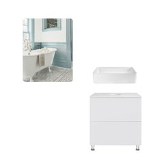 Фото Комплект мебели для ванной Qtap тумба + раковина + зеркало QT044VI43011