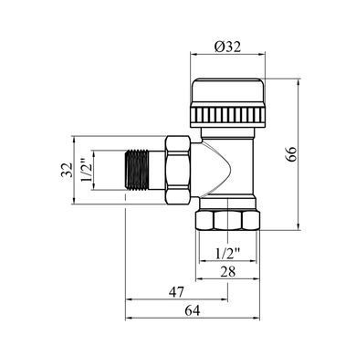 Кран термостатичний кутовий Karro 1/2" ВЗ нікельований KR-2015 (CV008228)