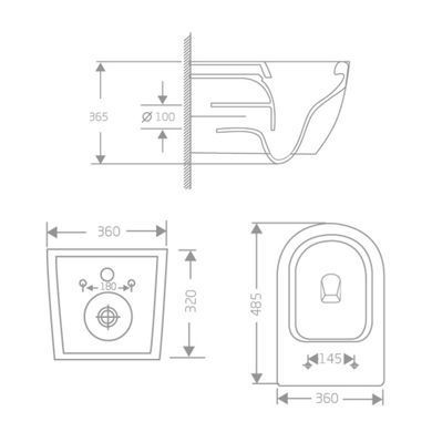 Фото Унітаз підвісний Jay Rimless 485&times;360&times;320 мм, White, з сидінням Slim Duroplast/ Soft-close/ Quick Relase QT07335177RW Qtap