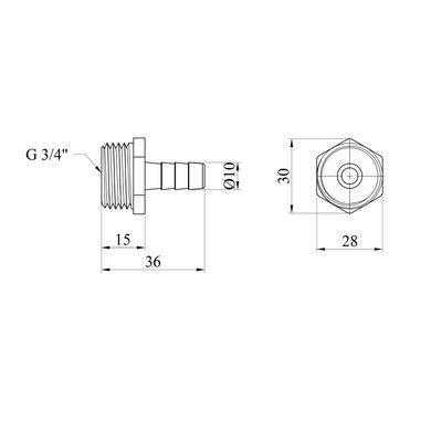Штуцер Karro 3/4" РЗ, D=10 мм нікельований KR-821 (CV024616)