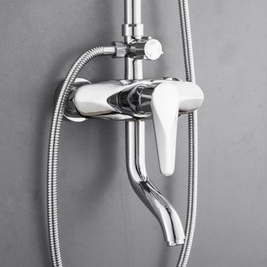 Фото Душевая система для ванны RJ TULIP, верхний душ 200 мм ABS круг, ручной душ 90 мм 1 режим, хром (RSZ081-3)