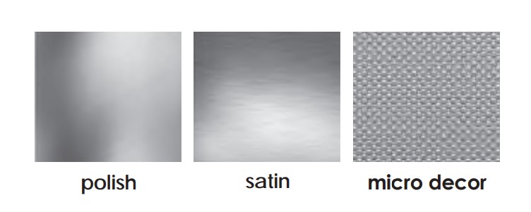 Мойки из нержавеющей стали выпускаются в вариантах: polish, satin, micro decot