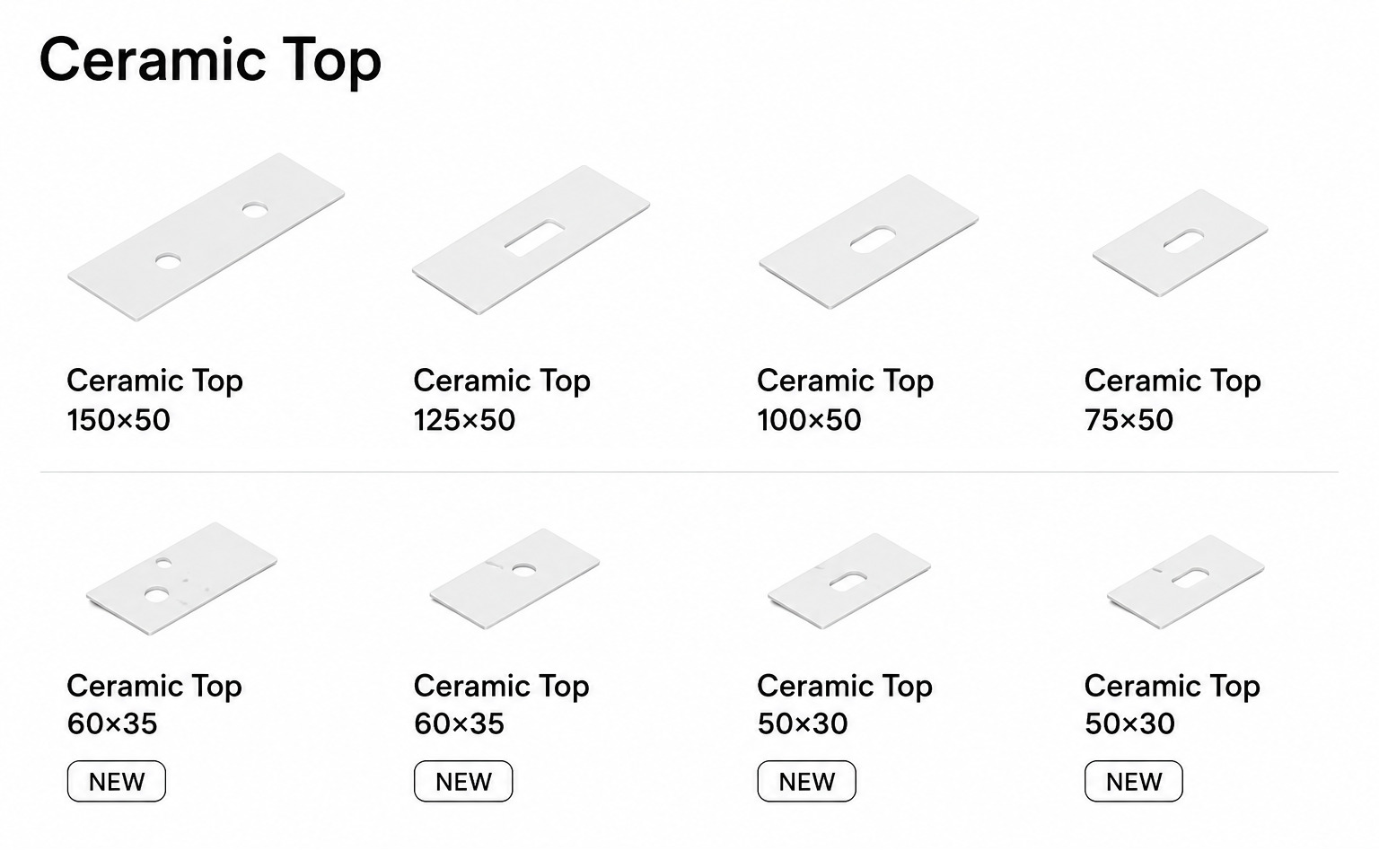 Розміри керамічних стільниць Catalano Ceramic Top