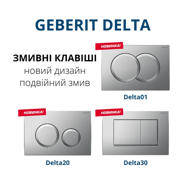 Новые клавиши Geberit Delta01, Delta20, Delta30
